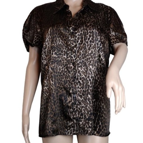 Apt. 9 Animal Print Button Front Silky Blouse XL - Picture 1 of 10